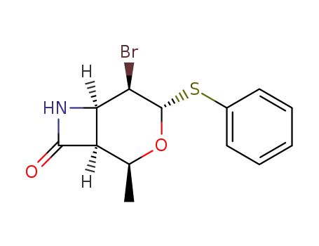 (1S,2S,4S,5R,6R)-5-bromo-2-methyl-4-phenylthio-3-oxa-7-azabicyclo(4.2.0)octan-8-one