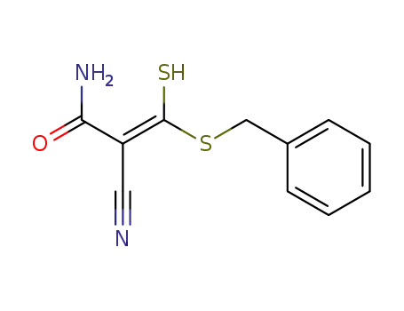 Molecular Structure of 65882-52-2 (2-Propenamide, 2-cyano-3-mercapto-3-[(phenylmethyl)thio]-)