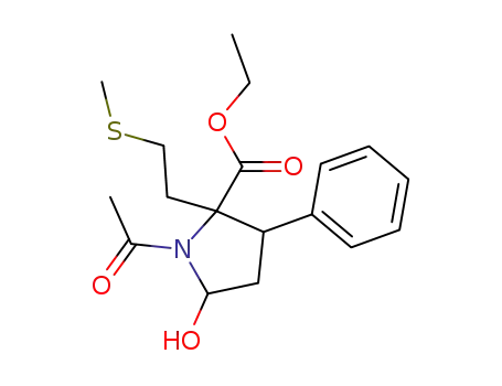 1-Acetyl-5-hydroxy-2-(2-methylsulfanyl-ethyl)-3-phenyl-pyrrolidine-2-carboxylic acid ethyl ester