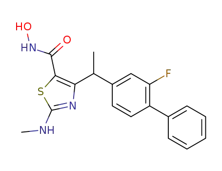 4-(1-(2-fluoro-4-biphenylyl)ethyl)-2-methylamino-5-thiazolecarbohydroxamic acid