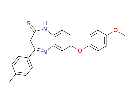 Molecular Structure of 193539-80-9 (2H-1,5-Benzodiazepine-2-thione,
1,3-dihydro-7-(4-methoxyphenoxy)-4-(4-methylphenyl)-)
