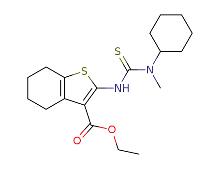 Molecular Structure of 207743-82-6 (2-(3-Cyclohexyl-3-methyl-thioureido)-4,5,6,7-tetrahydro-benzo[b]thiophene-3-carboxylic acid ethyl ester)