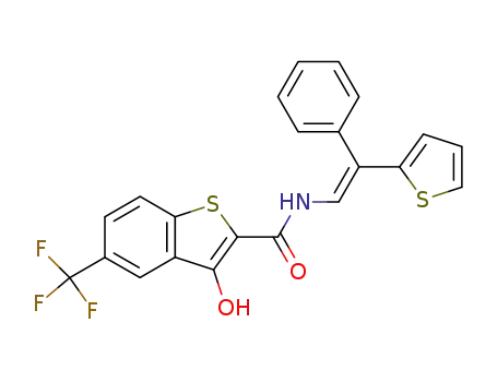 (E)-3-Hydroxy-N-(2-phenyl-2-(thiophen-2-yl)vinyl)-5-(trifluoromethyl)benzo[b]thiophene-2-carboxamide