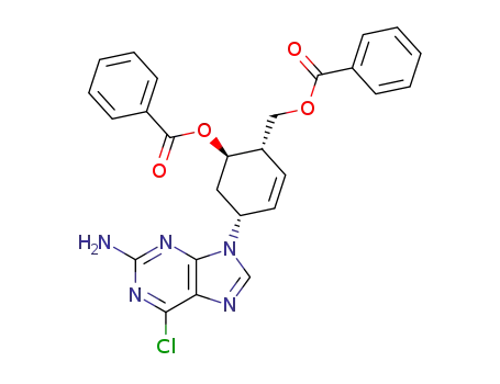 Molecular Structure of 262372-14-5 (2-Cyclohexene-1-methanol,
4-(2-amino-6-chloro-9H-purin-9-yl)-6-(benzoyloxy)-, benzoate (ester),
(1S,4R,6R)-)