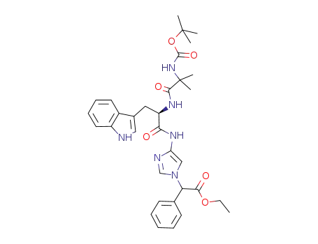 Molecular Structure of 220541-31-1 (ethyl 2-[4-((2R)-2-(2-[(tert-butoxy)carbonylamino]-2-methylpropanoylamino)-3-indol-3-ylpropanoylamino)imidazolyl]-2-phenylacetate)