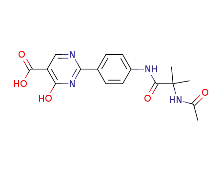 Molecular Structure of 76718-72-4 (2-[4-(alpha-acetamidoisobutyrylamino)phenyl]-4-hydroxy-5-pyrimidine carboxylic acid)