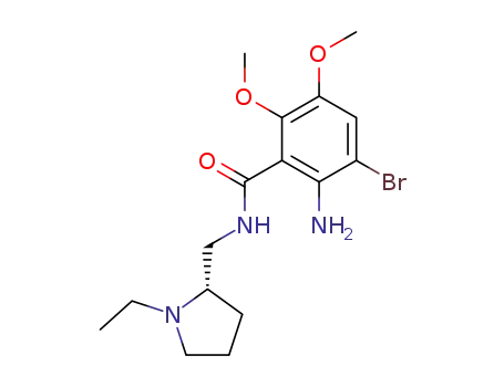Molecular Structure of 101460-34-8 ((S)-(-)-2-Amino-3-bromo-N-[(1-ethyl-2-pyrrolidin- yl)methyl]-5,6-dimethoxybenzamide)