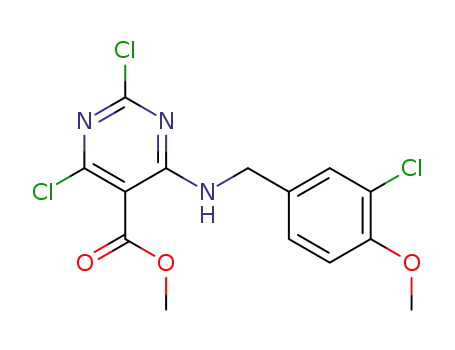 5-Pyrimidinecarboxylic acid,
2,4-dichloro-6-[[(3-chloro-4-methoxyphenyl)methyl]amino]-, methyl ester