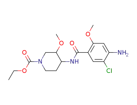Molecular Structure of 83863-70-1 (ethyl cis-4-[(4-amino-5-chloro-2-methoxybenzoyl)amino]-3-methoxypiperidine-1-carboxylate)