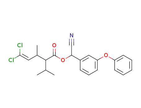 Molecular Structure of 79994-87-9 (4-Pentenoic acid, 5,5-dichloro-3-methyl-2-(1-methylethyl)-,
cyano(3-phenoxyphenyl)methyl ester)