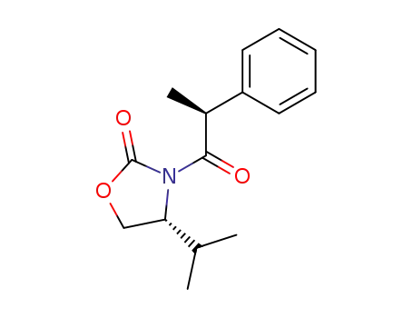 Molecular Structure of 214492-04-3 ((4R)-4-isopropyl-3-[(2S)-2-phenylpropionyl]oxazolidin-2-one)
