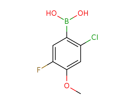 Molecular Structure of 677741-96-7 (5-Chloro-2-fluoro-4-methoxyphenylboronic acid)