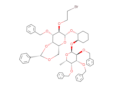 (2S,4aR,6R,7R,8S,8aS)-8-Benzyloxy-7-(2-bromo-ethoxy)-2-phenyl-6-[(1R,2R)-2-((2S,3S,4R,5R,6S)-3,4,5-tris-benzyloxy-6-methyl-tetrahydro-pyran-2-yloxy)-cyclohexyloxy]-hexahydro-pyrano[3,2-d][1,3]dioxine