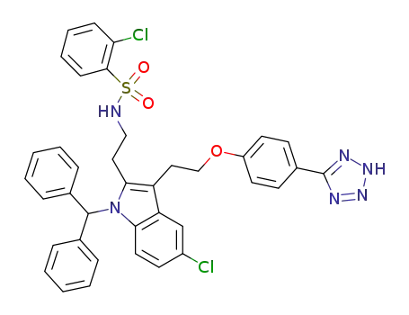 Benzenesulfonamide,
2-chloro-N-[2-[5-chloro-1-(diphenylmethyl)-3-[2-[4-(1H-tetrazol-5-yl)phen
oxy]ethyl]-1H-indol-2-yl]ethyl]-