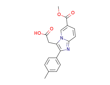 Molecular Structure of 917252-80-3 (6-(Methoxycarbonyl)-2-(4-methylphenyl)imidazo[1,2-a]pyridine-3-acetic Acid,)