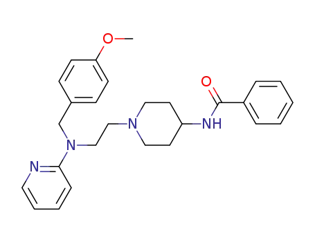 Molecular Structure of 52818-55-0 (4-Benzamido-1-(2-[N-(p-methoxybenzyl)-N-(2-pyridyl)]-amino)ethylpiperidine)