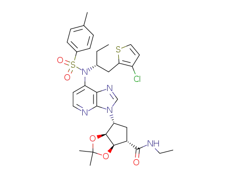 [3aR-[3aα,4α,6a(R*),6aα]]-6-[7-[[1-[(3-chlorothien-2-yl)methyl]propyl][4-methylbenzenesulfonyl]amino]-3H-imidazo(4,5-b)pyrid-3-yl] N-ethyl tetrahydro-2,2-dimethyl-4H-cyclopenta-1,3-dioxole-4-carboxamide