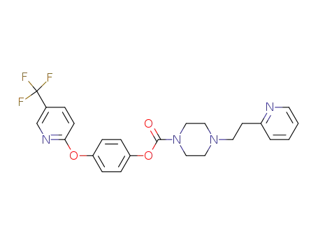 Molecular Structure of 793664-46-7 (4-(2-Pyridin-2-yl-ethyl)-piperazine-1-carboxylic acid 4-(5-trifluoromethyl-pyridin-2-yloxy)-phenyl ester)