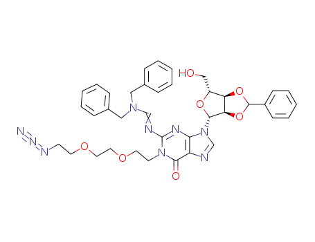 N'-[1-{2-[2-(2-Azido-ethoxy)-ethoxy]-ethyl}-9-((3aR,4R,6R,6aR)-6-hydroxymethyl-2-phenyl-tetrahydro-furo[3,4-d][1,3]dioxol-4-yl)-6-oxo-6,9-dihydro-1H-purin-2-yl]-N,N-dibenzyl-formamidine