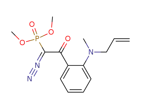 Molecular Structure of 192818-11-4 (Phosphonic acid,
[1-diazo-2-[2-(methyl-2-propenylamino)phenyl]-2-oxoethyl]-, dimethyl
ester)