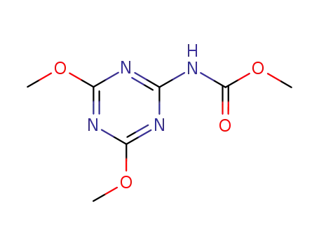 Molecular Structure of 56518-76-4 (Carbamic acid, (4,6-dimethoxy-1,3,5-triazin-2-yl)-, methyl ester)
