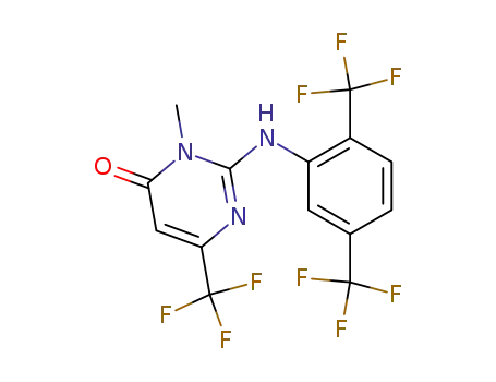 Molecular Structure of 216240-30-1 (2-{2,5-bis(trifluoromethyl)phenyl}amino-3-methyl-6-trifluoromethyl-4(3H)-pyrimidinone)