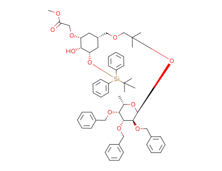 {(1R,2R,3S,5S)-3-(tert-Butyl-diphenyl-silanyloxy)-2-hydroxy-5-[2-methyl-2-((2S,3S,4R,5R,6S)-3,4,5-tris-benzyloxy-6-methyl-tetrahydro-pyran-2-yloxy)-propoxymethyl]-cyclohexyloxy}-acetic acid methyl ester