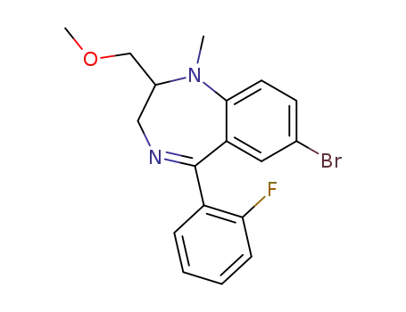 Molecular Structure of 61677-47-2 (1H-1,4-Benzodiazepine,
7-bromo-5-(2-fluorophenyl)-2,3-dihydro-2-(methoxymethyl)-1-methyl-)
