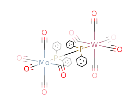 Molecular Structure of 75365-60-5 ((CO)5Mo(μ-1,2-bis(diphenylphosphino)ethane)W(CO)5)
