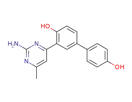 Molecular Structure of 477726-56-0 ([1,1'-Biphenyl]-4,4'-diol, 3-(2-amino-6-methyl-4-pyrimidinyl)-)