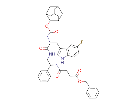 Molecular Structure of 195618-53-2 (N-{(R)-2-[2-(Adamantan-2-yloxycarbonylamino)-3-(5-fluoro-1H-indol-3-yl)-propionylamino]-1-phenyl-ethyl}-succinamic acid benzyl ester)