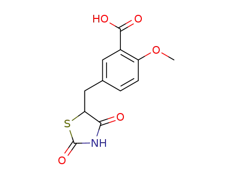 Molecular Structure of 185808-79-1 (5-[(2,4-Dioxothiazolidin-5-yl)methyl]-2-methoxybenzoic acid)
