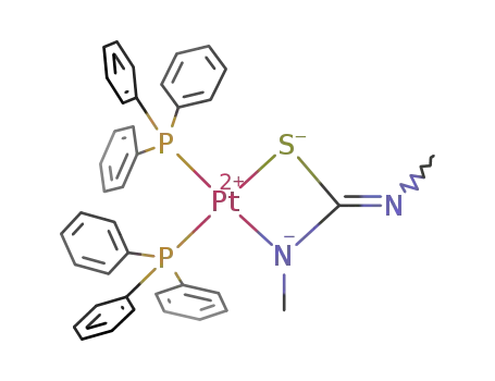 Molecular Structure of 212190-62-0 (Pt(PPh<sub>3</sub>)2(N,N-dimethylthiourea))