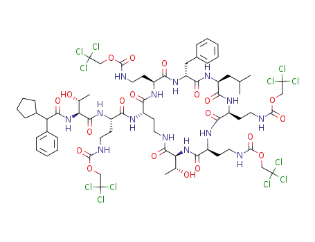 Molecular Structure of 1013029-04-3 (cyclopentylphenylacetyl-tetrakis(N<sup>γ</sup>-trichloroethoxycarbonyl)polymyxin B (2-10))