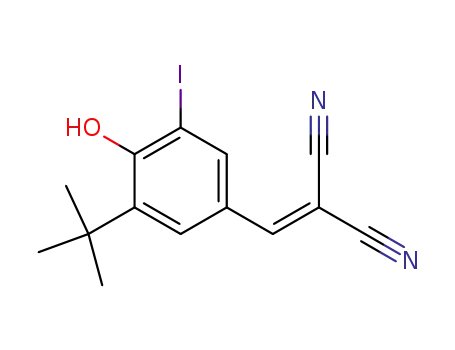 Molecular Structure of 65678-08-2 (Propanedinitrile,
[[3-(1,1-dimethylethyl)-4-hydroxy-5-iodophenyl]methylene]-)