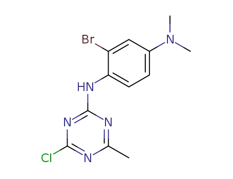 Molecular Structure of 224195-03-3 (N-<2-bromo-4-(dimethylamino)phenyl>-4-chloro-6-methyltriazin-2-amine)
