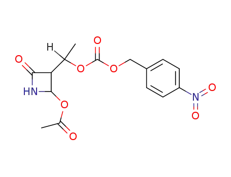 Molecular Structure of 78822-23-8 (Carbonic acid, 1-[2-(acetyloxy)-4-oxo-3-azetidinyl]ethyl
(4-nitrophenyl)methyl ester)