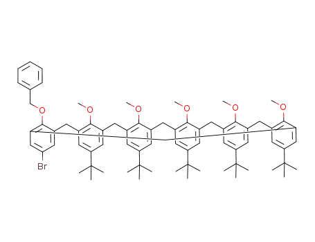 Molecular Structure of 1036764-37-0 (38-benzyloxy-5-bromo-11,17,23,29,35-penta-tert-butyl-37,39,40,41,42-pentamethoxycalix[6]arene)