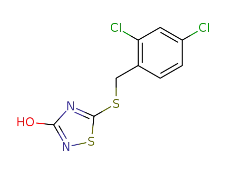 Molecular Structure of 56409-66-6 (1,2,4-Thiadiazol-3(2H)-one, 5-[[(2,4-dichlorophenyl)methyl]thio]-)