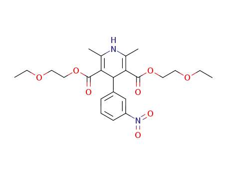 Molecular Structure of 22609-72-9 (3,5-Pyridinedicarboxylic acid,
1,4-dihydro-2,6-dimethyl-4-(3-nitrophenyl)-, bis(2-ethoxyethyl) ester)