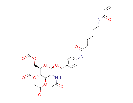 Acetic acid (2R,3S,4R,5R,6R)-3-acetoxy-2-acetoxymethyl-5-acetylamino-6-[4-(6-acryloylamino-hexanoylamino)-benzyloxy]-tetrahydro-pyran-4-yl ester