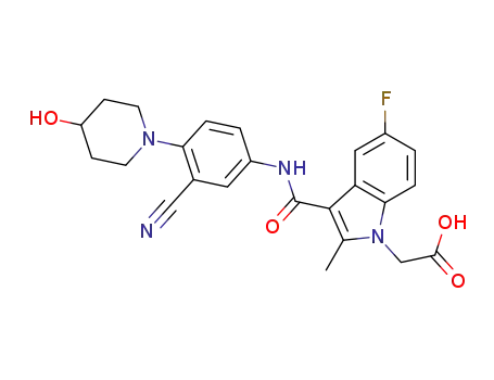 1H-Indole-1-acetic acid,
3-[[[3-cyano-4-(4-hydroxy-1-piperidinyl)phenyl]amino]carbonyl]-5-fluoro-
2-methyl-