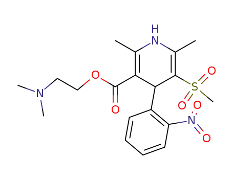 Molecular Structure of 58741-07-4 (2,6-Dimethyl-3-(2-dimethylamino)-carboethoxy-4-(2-nitrophenyl)-5methylsulphonyl-1,4-dihydropyridine)