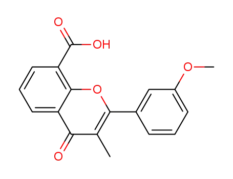 Molecular Structure of 90101-93-2 (4H-1-Benzopyran-8-carboxylic acid,
2-(3-methoxyphenyl)-3-methyl-4-oxo-)