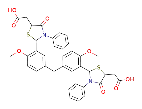 2-[2-(5-3-[5-(carboxymethyl)-4-oxo-3-phenyl-1,3-thiazolan-2-yl]-4-methoxybenzyl-2-methoxyphenyl)-4-oxo-3-phenyl-1,3-thiazolan-5-yl]acetic acid