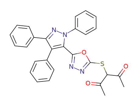 3-[5-(2,4,5-triphenyl-2<i>H</i>-pyrazol-3-yl)-[1,3,4]oxadiazol-2-ylsulfanyl]-pentane-2,4-dione