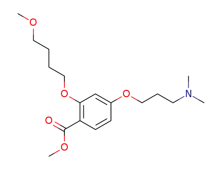 Molecular Structure of 179993-63-6 (Benzoic acid, 4-[3-(dimethylamino)propoxy]-2-(4-methoxybutoxy)-,
methyl ester)