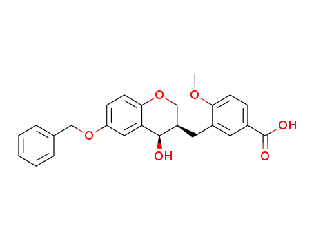 Molecular Structure of 158102-89-7 (Benzoic acid,
3-[[(3R,4R)-3,4-dihydro-4-hydroxy-6-(phenylmethoxy)-2H-1-benzopyran
-3-yl]methyl]-4-methoxy-)