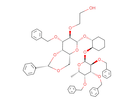 2-{(2S,4aR,6R,7R,8S,8aS)-8-Benzyloxy-2-phenyl-6-[(1R,2R)-2-((2S,3S,4R,5R,6S)-3,4,5-tris-benzyloxy-6-methyl-tetrahydro-pyran-2-yloxy)-cyclohexyloxy]-hexahydro-pyrano[3,2-d][1,3]dioxin-7-yloxy}-ethanol