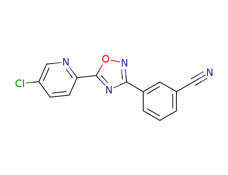 Molecular Structure of 453567-27-6 (Benzonitrile, 3-[5-(5-chloro-2-pyridinyl)-1,2,4-oxadiazol-3-yl]-)